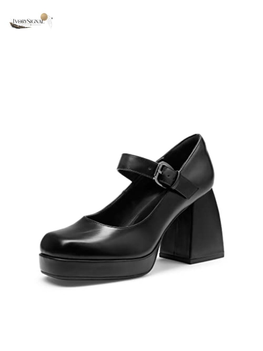 Faux Leather Mary Jane Platform Chunky Heels